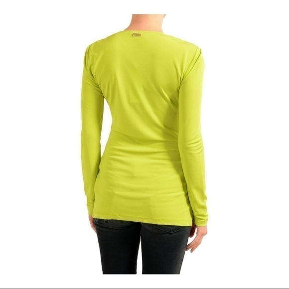 versace JEANS COUTURE Green Mock Neck Long Sleeve Top - Picture 2 of 11
